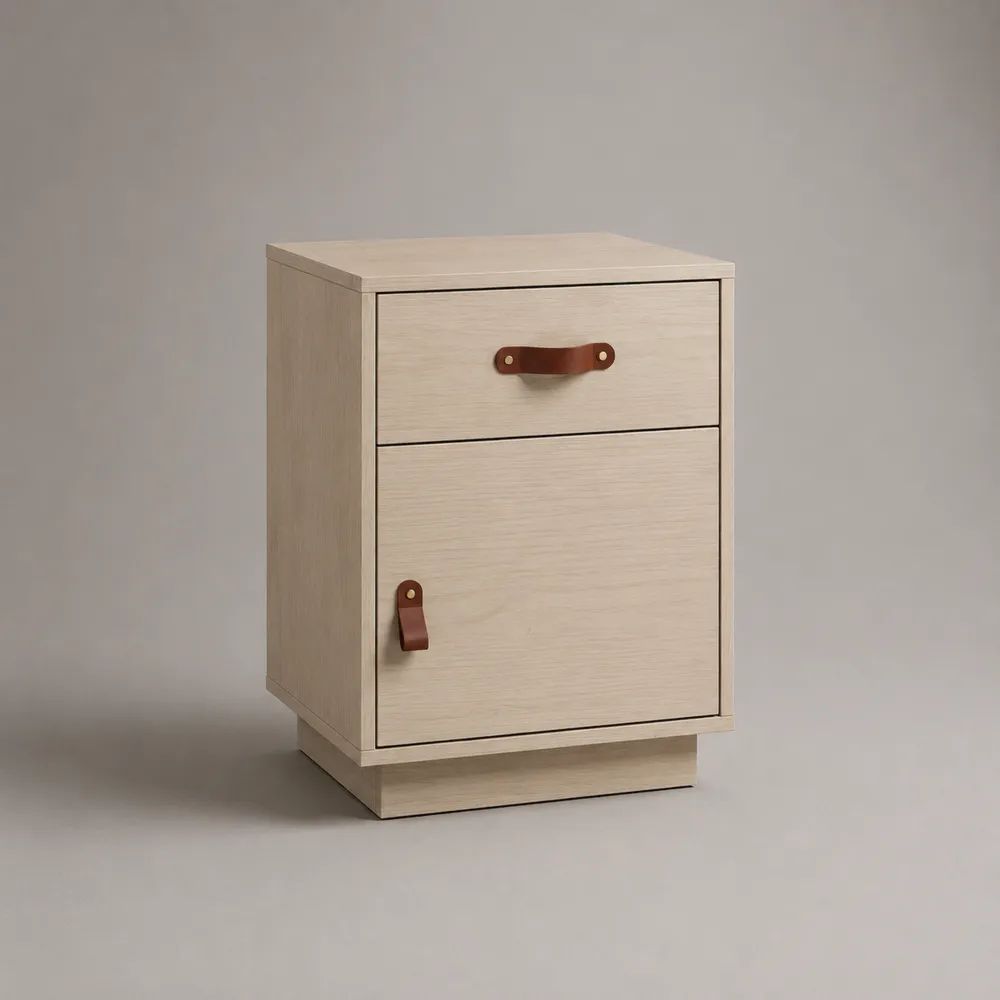 Nachttisch aus MDF mit Schublade und Schrankfach, Beige/Braun, 40 × 35 × 60 cm