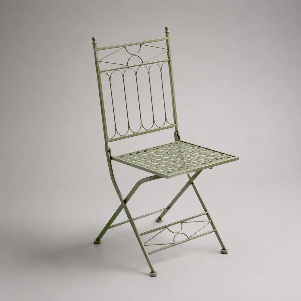 Klappbarer Gartenstuhl aus pulverbeschichtetem Stahl, Olivgrün, 41 × 49 × 94 cm
