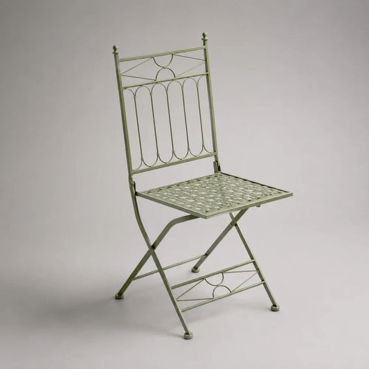 Klappbarer Gartenstuhl aus pulverbeschichtetem Stahl, Olivgrün, 41 × 49 × 94 cm