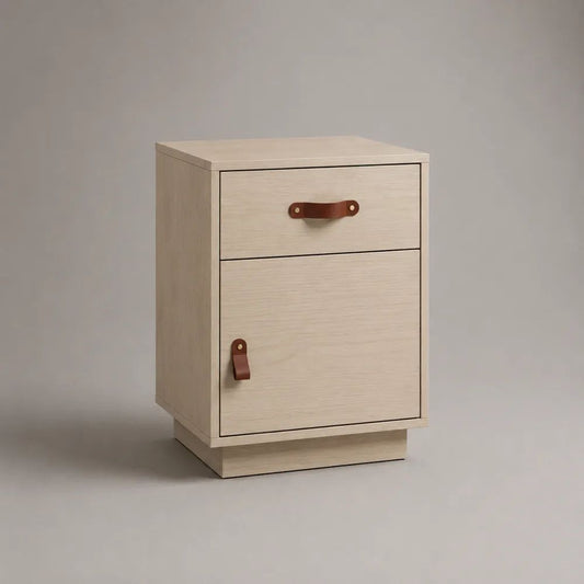 Nachttisch aus MDF mit Schublade und Schrankfach, Beige/Braun, 40 × 35 × 60 cm