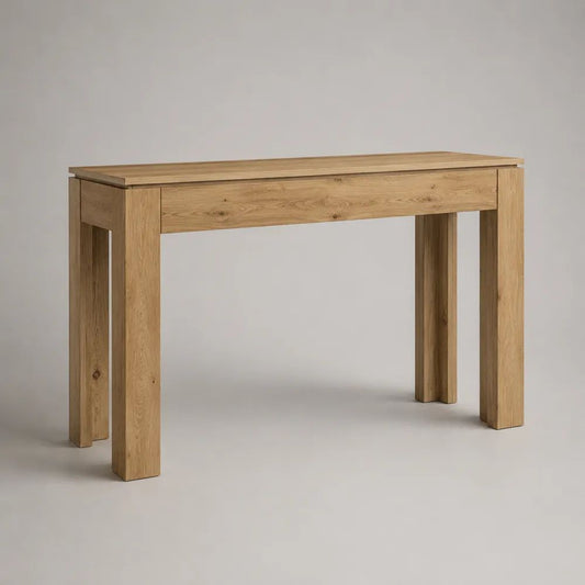 Rechteckiger Esstisch aus massiver Eiche, Natur, 120 × 60 × 75 cm