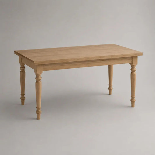 Rechteckiger Esstisch aus Eichenfurnier und massiver Eiche, Natur, 140 × 80 × 76 cm